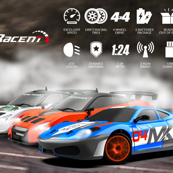 RACENT Blaze Racer: 1:24 Scale RC, 10MPH, LEDs, Drift-EXHOBBY LIMITED.