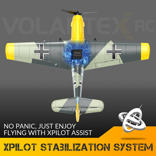 VOLANTEXRC BF 109 Avion télécommandé 4 canaux prêt à voler pour débutants avec système de stabilisation Xpilot (761-11) RTF