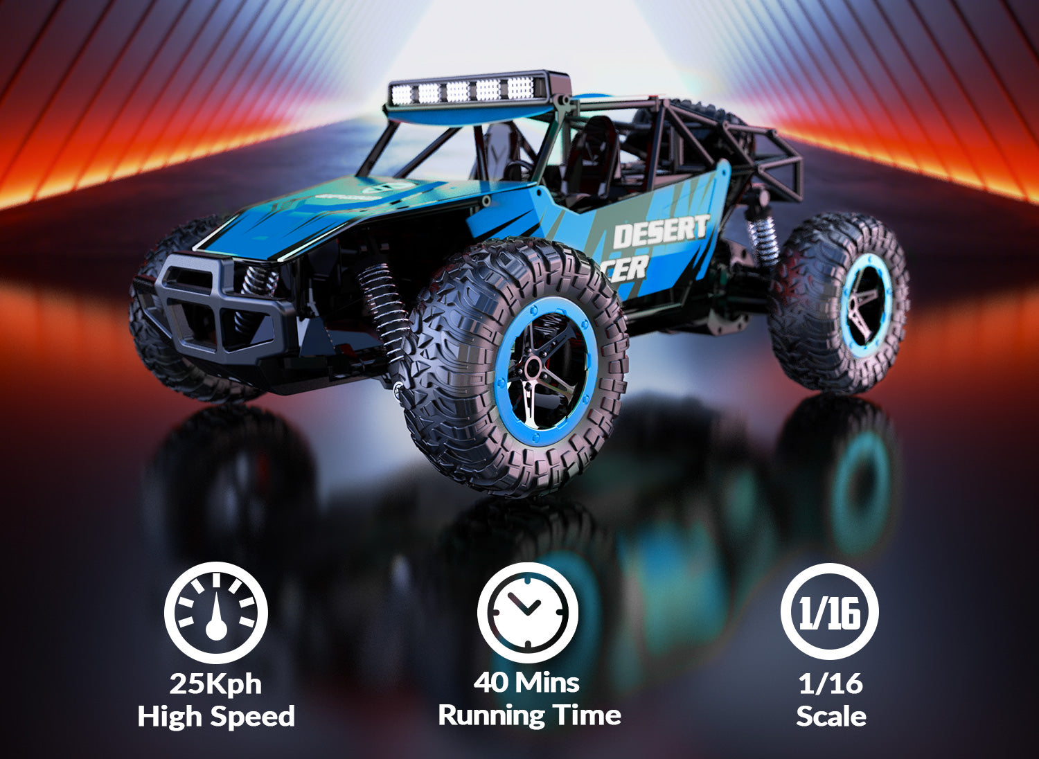 Racent 1:16 Scale All-Terrain Remote Control Rock Crawler Desert Racer (blue)-EXHOBBY LIMITED.