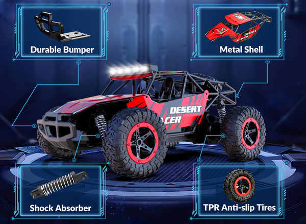 RACENT Desert Racer 1/16 RC Car for Kids All Terrain Remote Control Car RC Rock Crawler