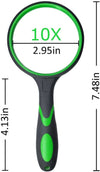 Multipurpose 10X HD thickened magnifying glass with 75MM Lens Magnifier and Non-Slip Soft Handle (Green)-EXHOBBY LIMITED.