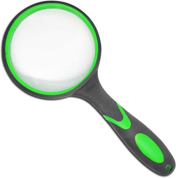 Multipurpose 10X HD thickened magnifying glass with 75MM Lens Magnifier and Non-Slip Soft Handle (Green) - EXHOBBY