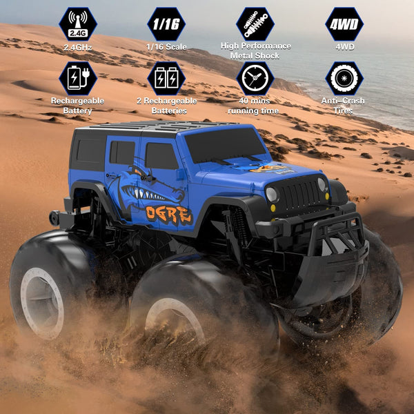 Amphibious Remote Control Car All Terrain Off-Road Waterproof RC Monster Truck for Kids - EXHOBBY