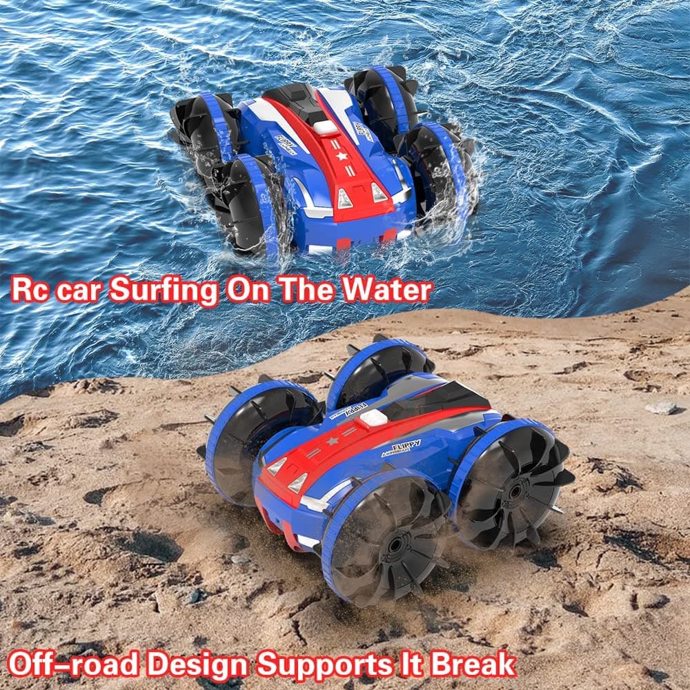 VOLANTEXRC All Terrain Amphibious Waterproof RC Monster Truck Stunt Car (Blue) - EXHOBBY
