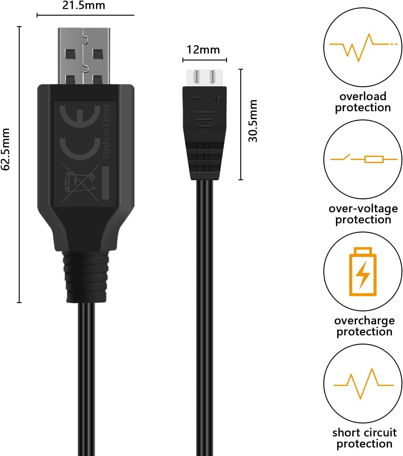 SUPULSE 2pcs USB Charger Cable 2A for 2S 7.4V LiPo Battery with XH-3Pin Plug for RC Boat RC Truck RC Plane-EXHOBBY LIMITED.