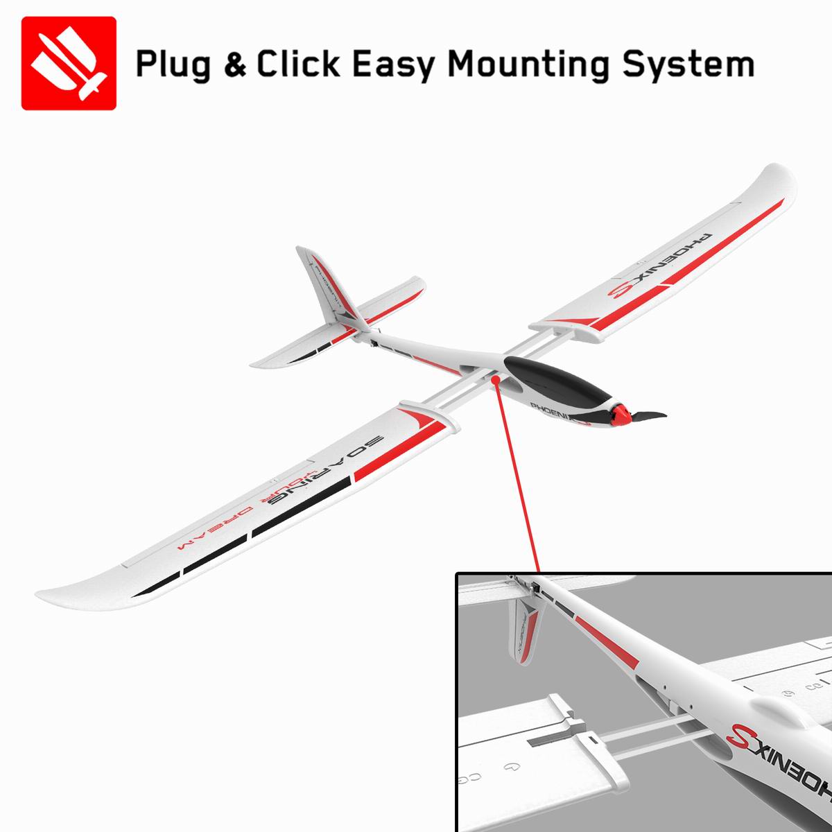 PhoenixS 4 Channel Glider with 1600MM Wingspan and Streamline ABS Plastic Fuselage and (742-7) PNP.