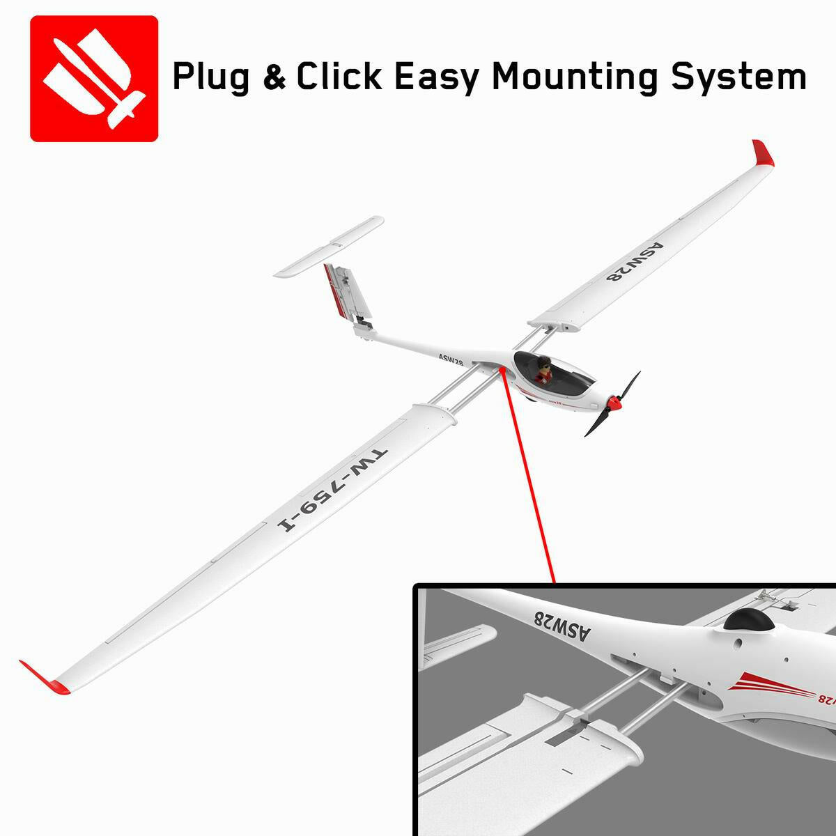 VOLANTEXRC ASW28 2.6 Meters 5-Ch Professional RC Glider Brushless Scale Sailplane 759-1.