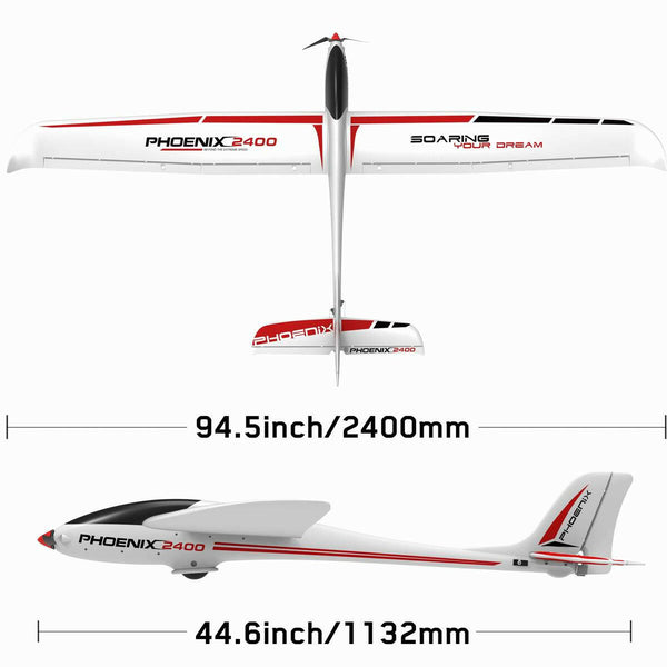 Phoenix 2400 5 Channel Glider with 2.4 Meter Wingspan and Plastic Fuselage (759-3) PNP.