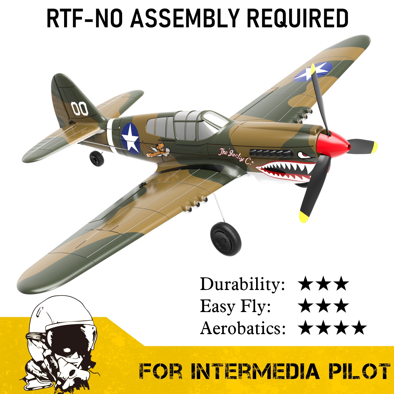 VOLANTEXRC P40 Warhawk Radio Controlled RC Airplane with Xpilot Stabilizer (761-13)RTF.