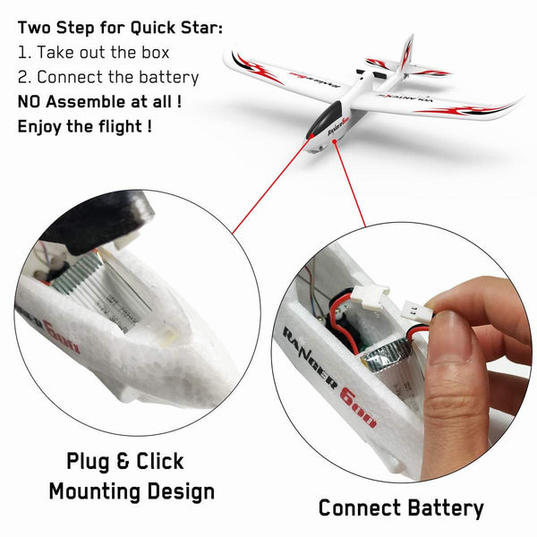 VOLANTEXRC Ranger600 RC Glider w- Xpilot Stabilizer and One Key U-turn for Kids (761-2) PNP.