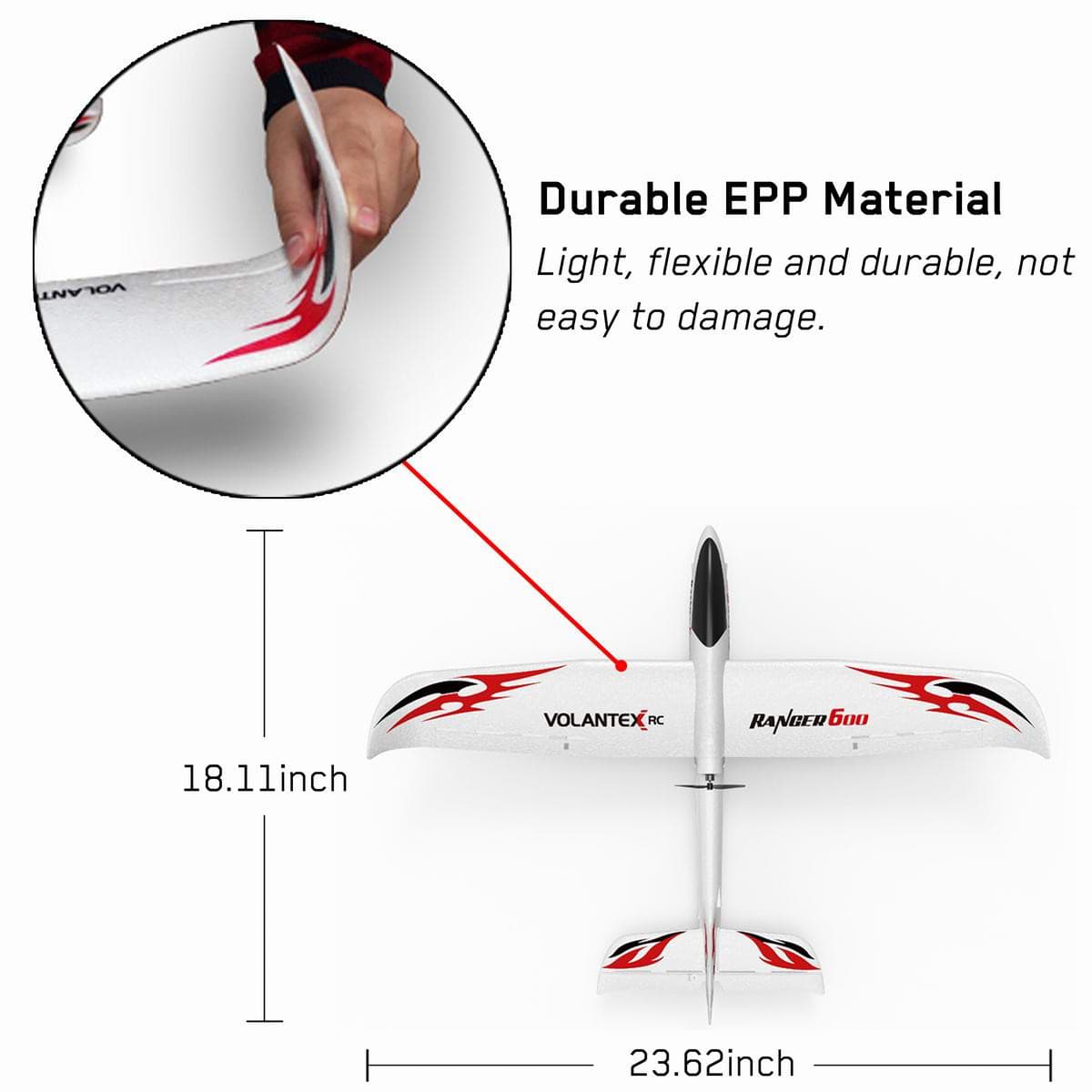 VOLANTEXRC Ranger600 RC Glider w- Xpilot Stabilizer and One Key U-turn for Kids (761-2) PNP.