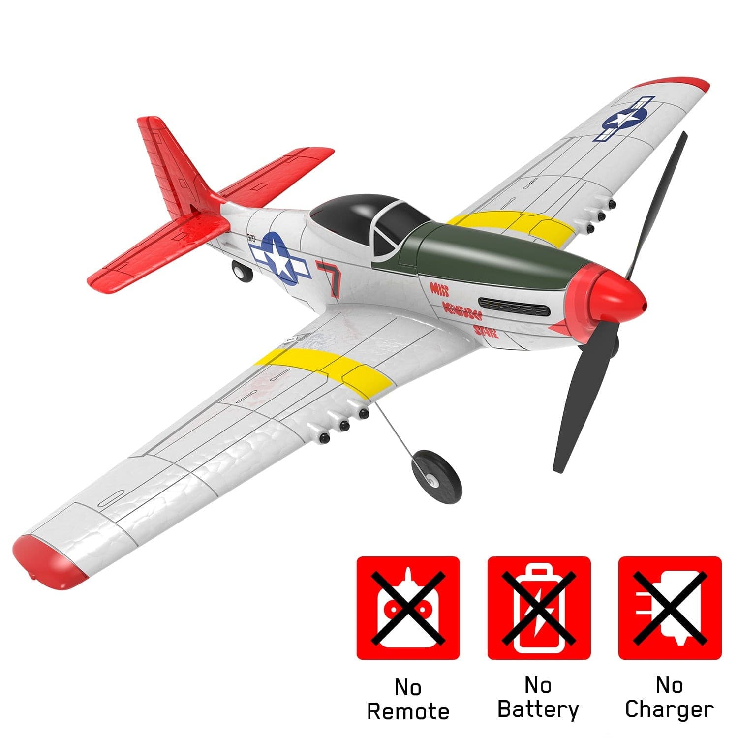 VOLANTEXRC P-51D Mustang 4-Ch Beginner Airplane with Xpilot Stabilizer - One-key Aerobatic (761-5)PNP.