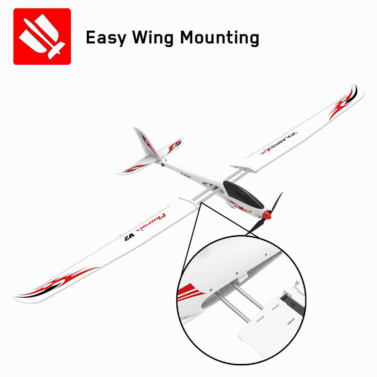 Phoenix V2 5 Channel Glider with 2 Meter Wingspan and Super Slim Streamline Plastic Fuselage (759-2) PNP.