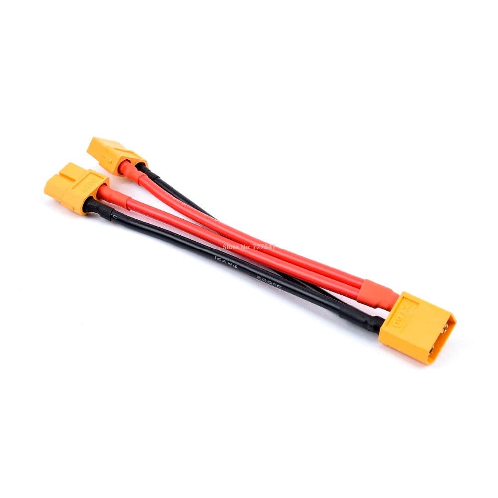 XT60 Parallel Battery Connector Male/Female Cable Dual Extension Y Splitter/ 3-Way 14AWG Silicone Wire for RC Battery Motor.