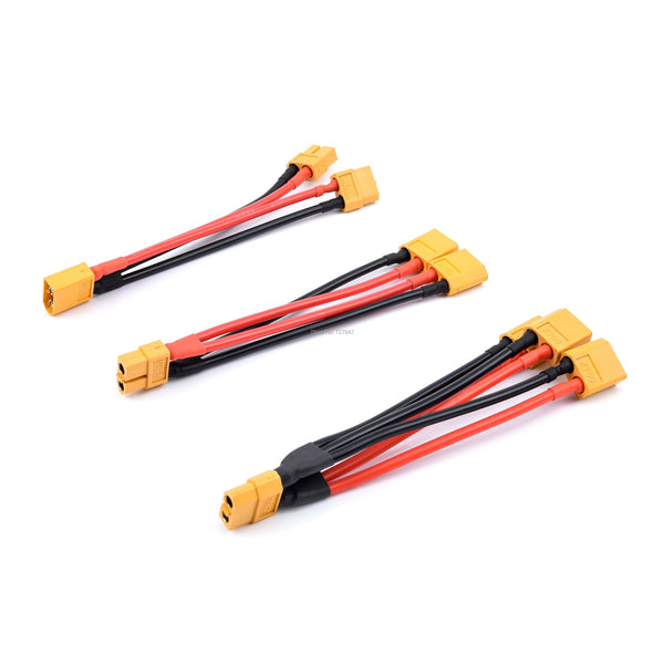 XT60 Parallel Battery Connector Male/Female Cable Dual Extension Y Splitter/ 3-Way 14AWG Silicone Wire for RC Battery Motor.